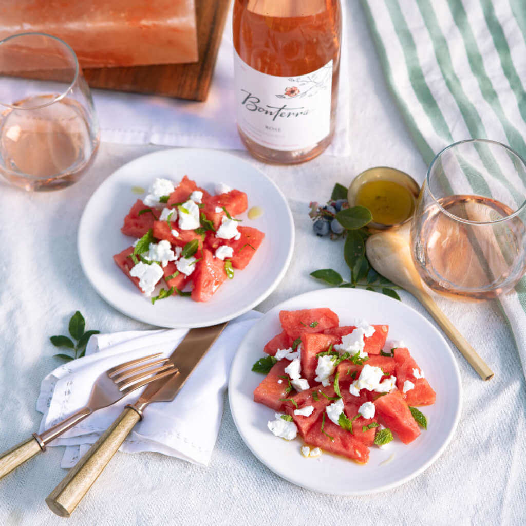 Watermelon Salad paired with 2017 Rosé